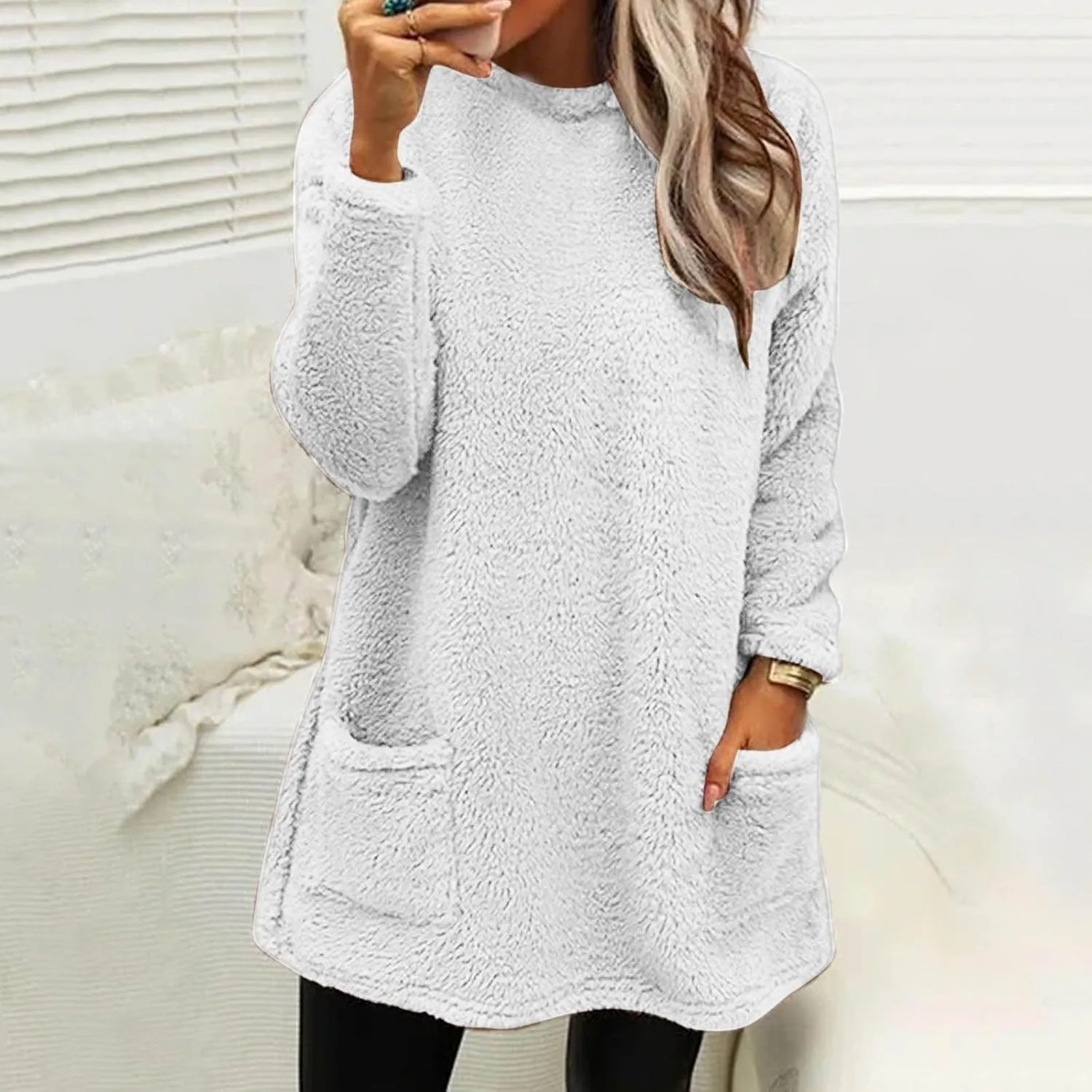 Women's Winter Coats Plus Size Sweaters Cute Clothes with Pockets Warm Sweater Tops Fall Trench Coat for Women 2024