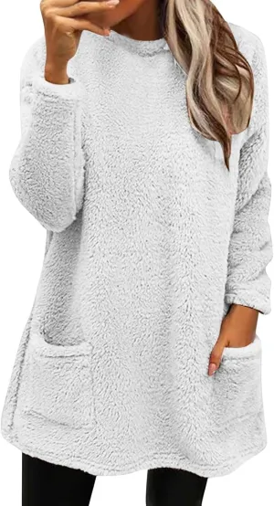 Women's Winter Coats Plus Size Sweaters Cute Clothes with Pockets Warm Sweater Tops Fall Trench Coat for Women 2024