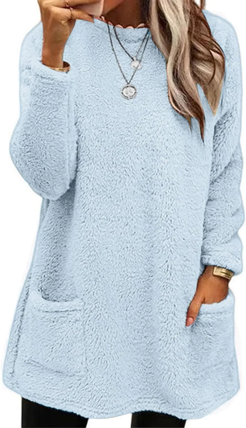 Women's Winter Coats Plus Size Sweaters Cute Clothes with Pockets Warm Sweater Tops Fall Trench Coat for Women 2024