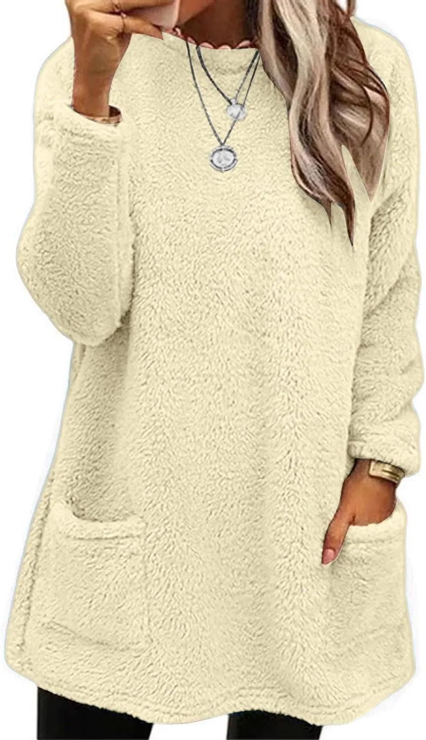 Women's Winter Coats Plus Size Sweaters Cute Clothes with Pockets Warm Sweater Tops Fall Trench Coat for Women 2024