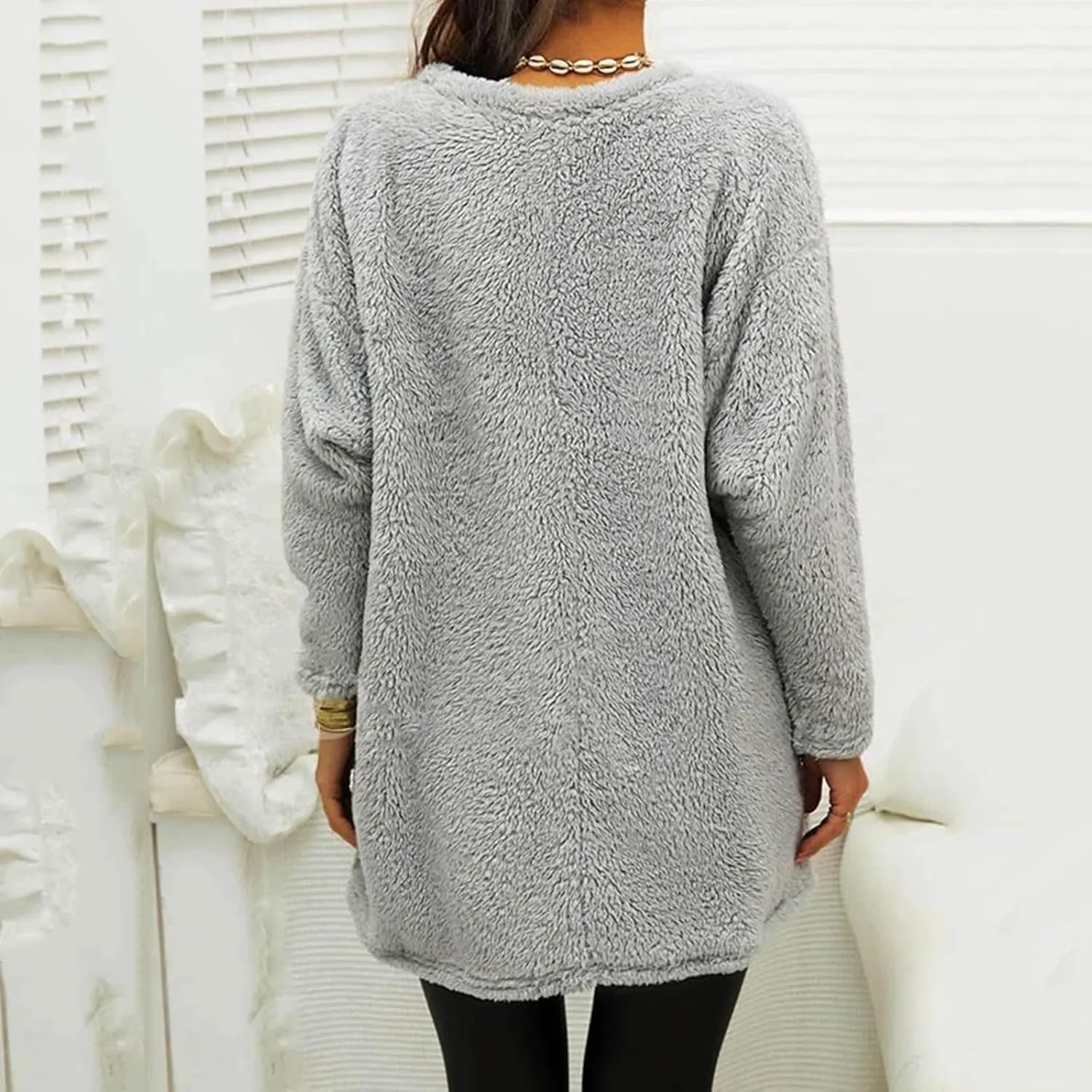 Women's Winter Coats Plus Size Sweaters Cute Tops with Pockets Warm Sweater Tops Trench Pullover Sweaters for Women