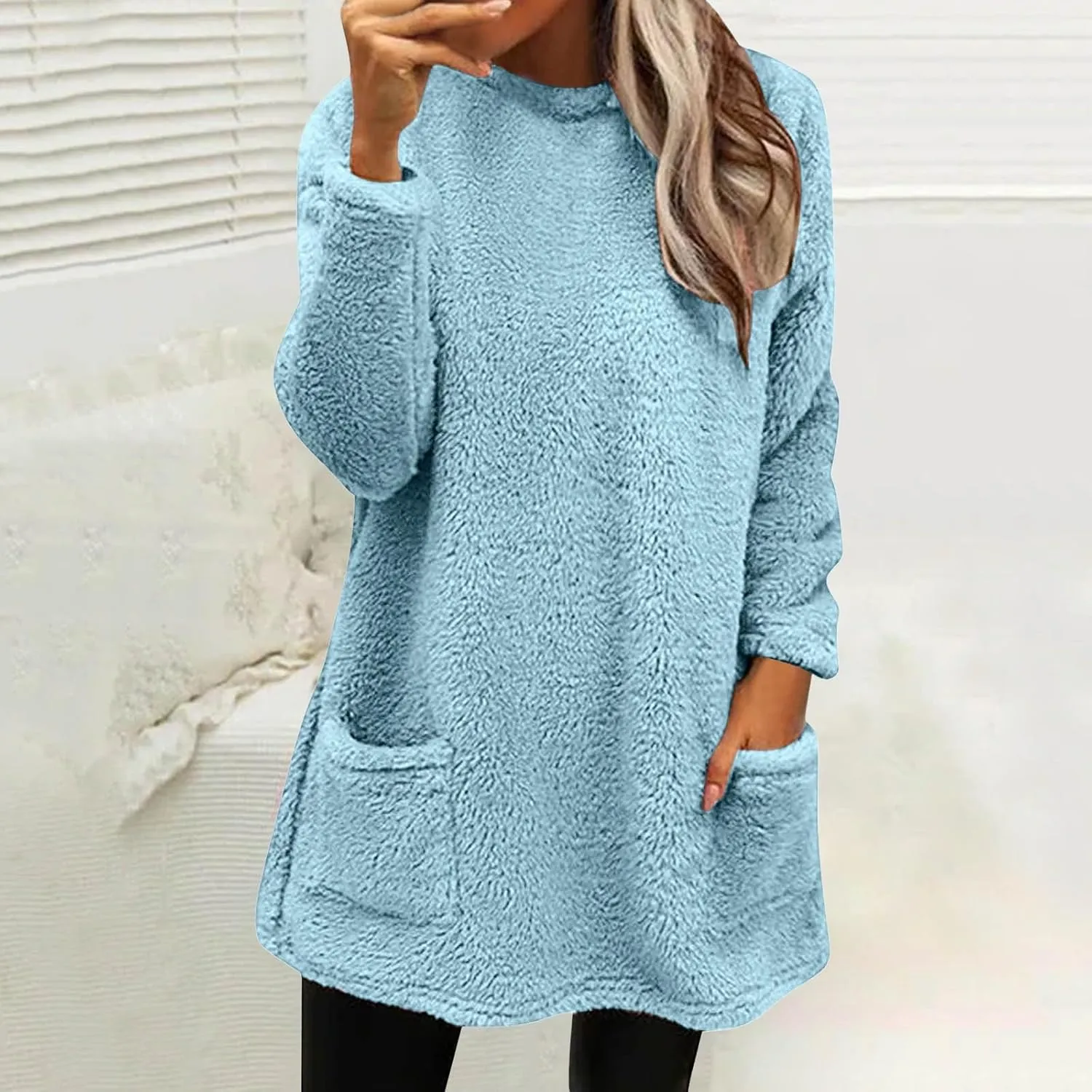 Women's Winter Coats Plus Size Sweaters Cute Tops with Pockets Warm Sweater Tops Trench Pullover Sweaters for Women