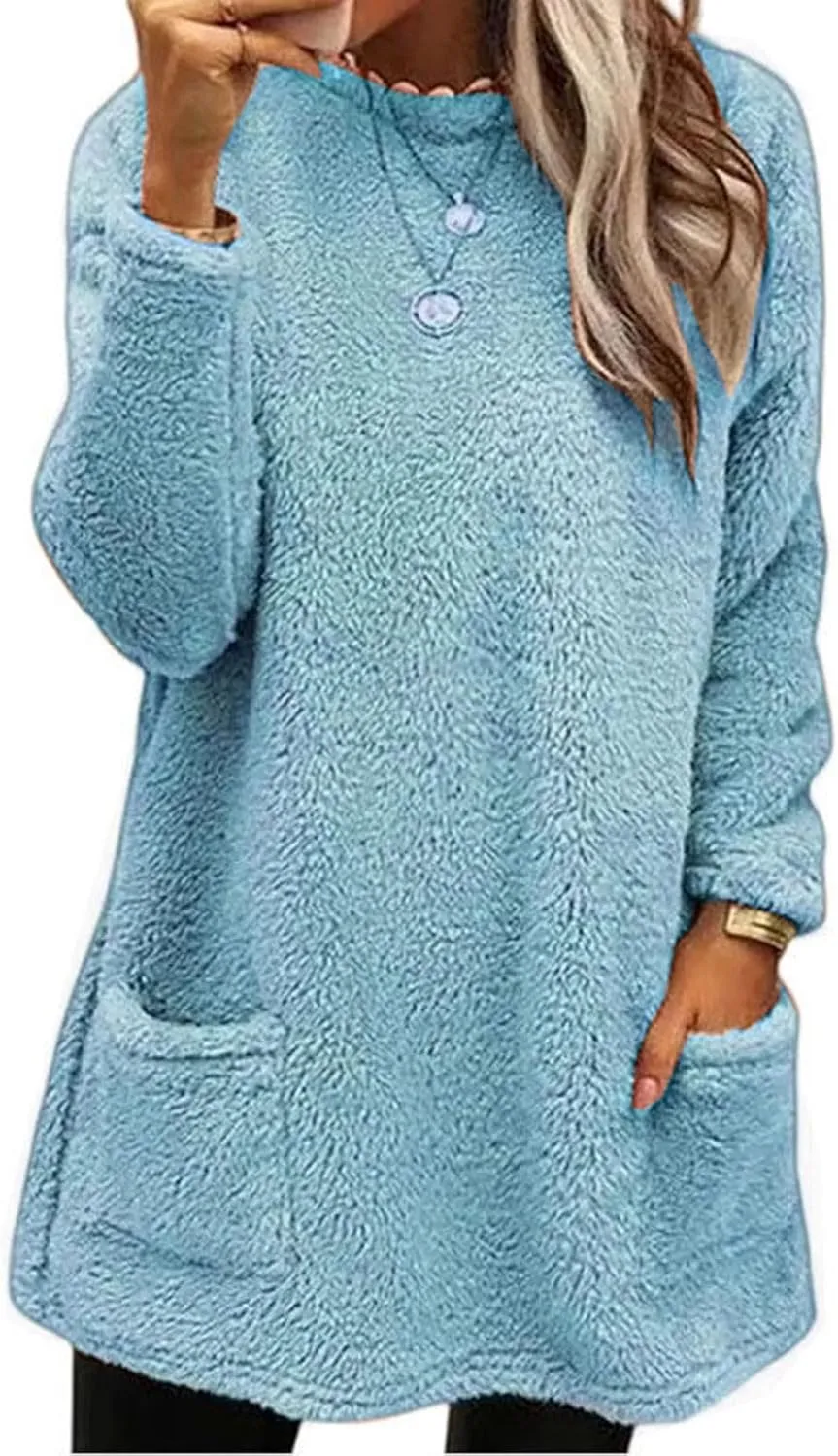 Women's Winter Coats Plus Size Sweaters Cute Tops with Pockets Warm Sweater Tops Trench Pullover Sweaters for Women
