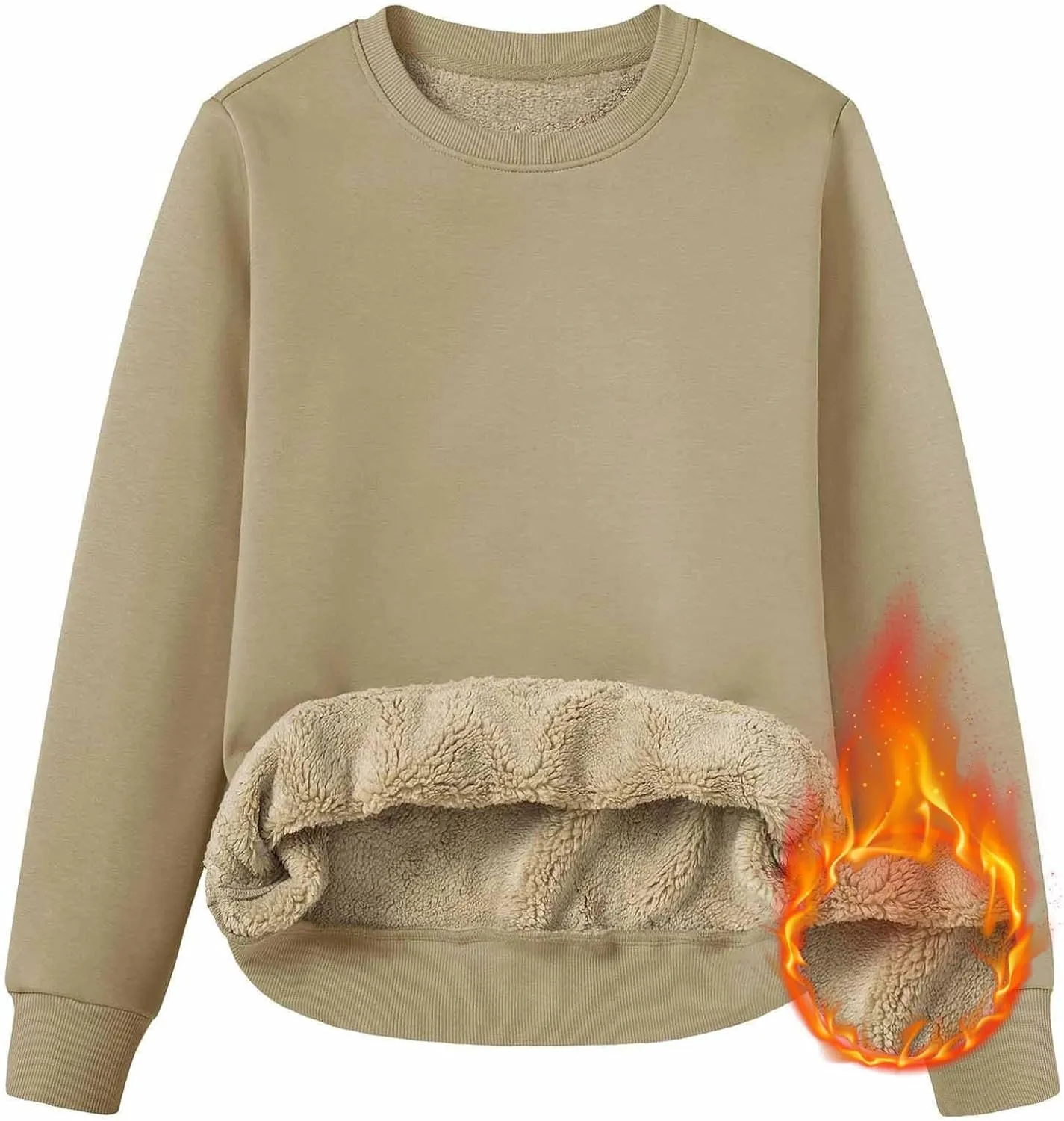 Womens Winter Warm Fleece Sherpa Lined Sweatshirts Casual Crewneck Long Sleeve Pullover Sweatshirt Clothes Tops