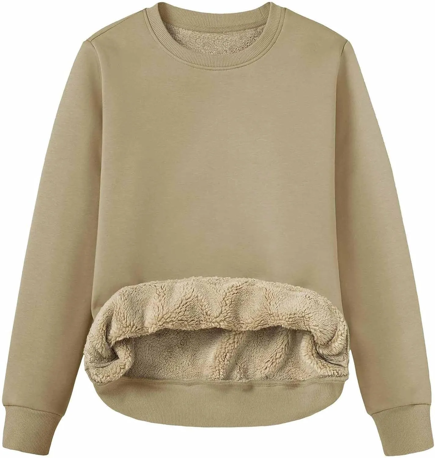 Womens Winter Warm Fleece Sherpa Lined Sweatshirts Casual Crewneck Long Sleeve Pullover Sweatshirt Clothes Tops