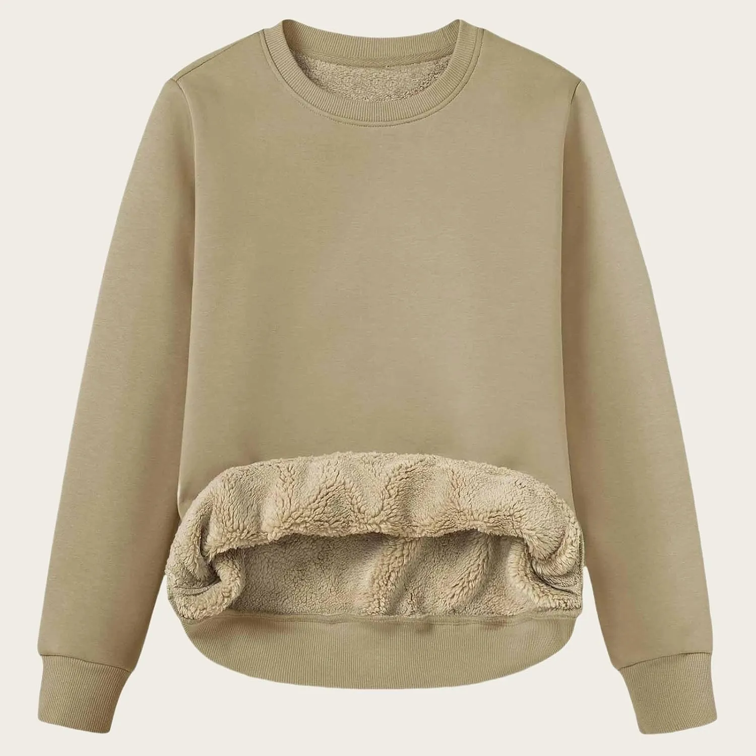 Womens Winter Warm Fleece Sherpa Lined Sweatshirts Casual Crewneck Long Sleeve Pullover Sweatshirt Clothes Tops