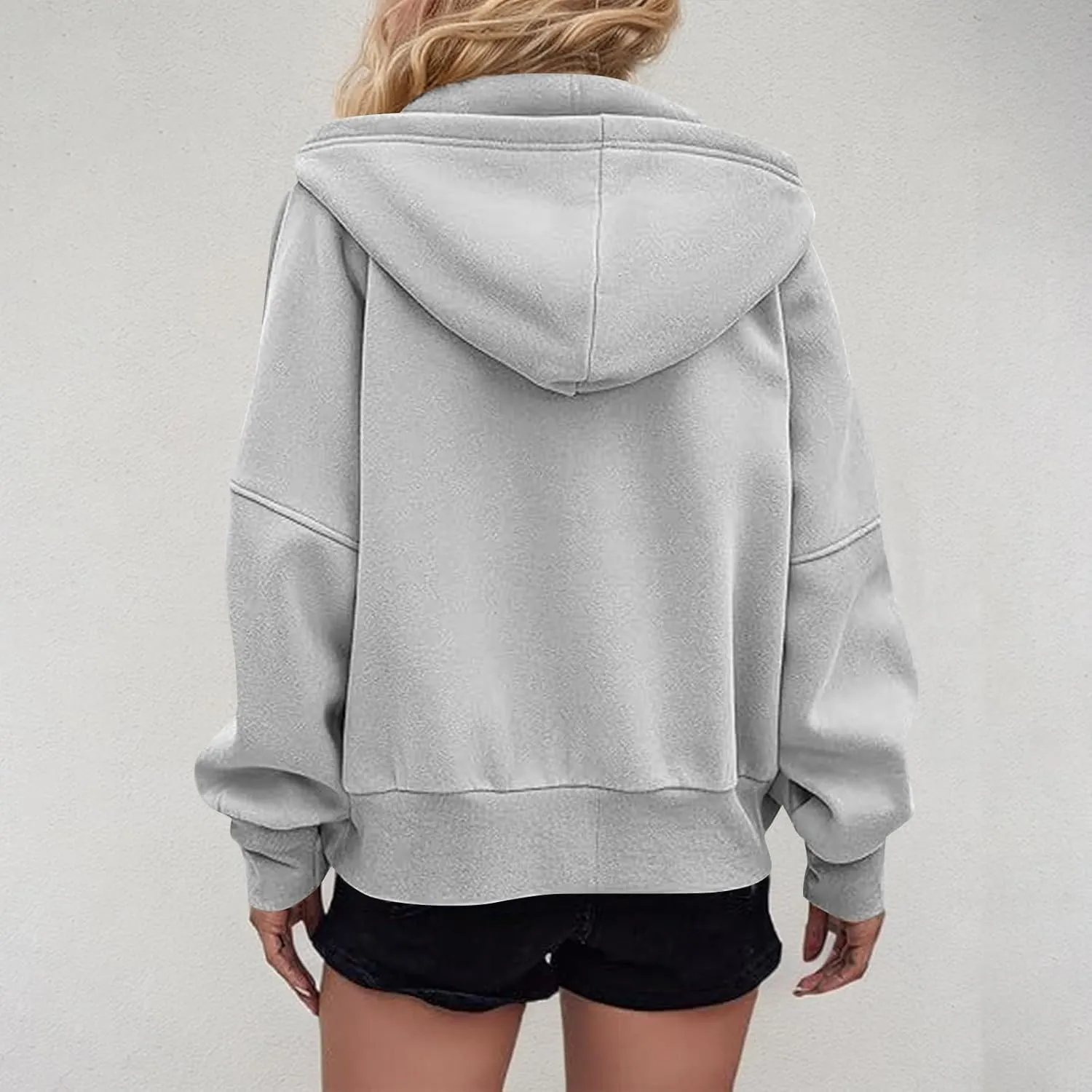 Womens Zip Up Hoodies Y2k Oversized Cropped Sweatshirt Fall Fleece Jackets Casual Comfy Cute Trendy Teen Hoodies