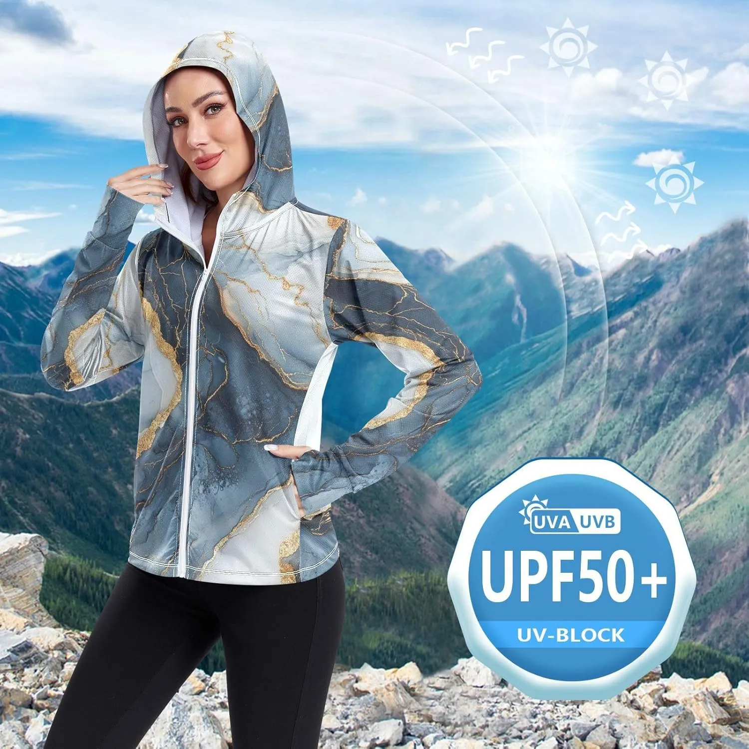 Work Hoodies For Women with Thumb Holes Athletic Shirts UPF 50  Protection Lightweight Jacket Hiking Outdoor