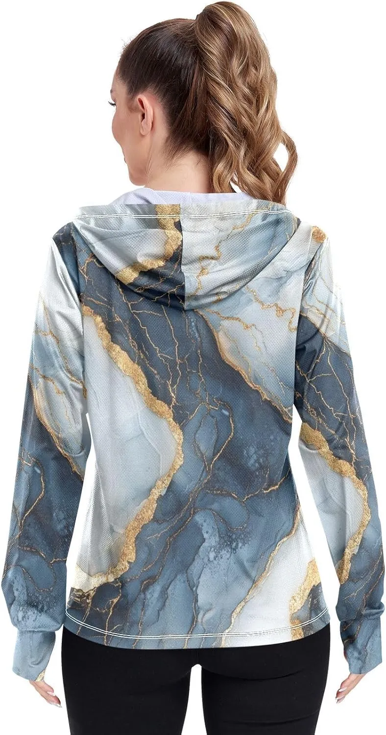 Work Hoodies For Women with Thumb Holes Athletic Shirts UPF 50  Protection Lightweight Jacket Hiking Outdoor