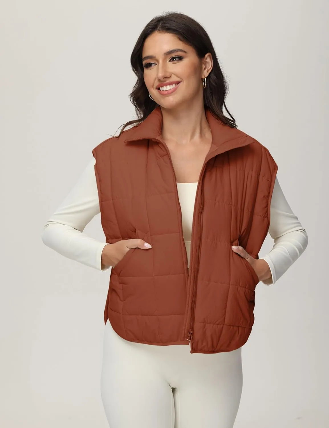 Xiaoxuemeng Puffer Vest Women Lightweight Zip Up Quilted Vest Padded Gilet Sleeveless Jacket with Pockets