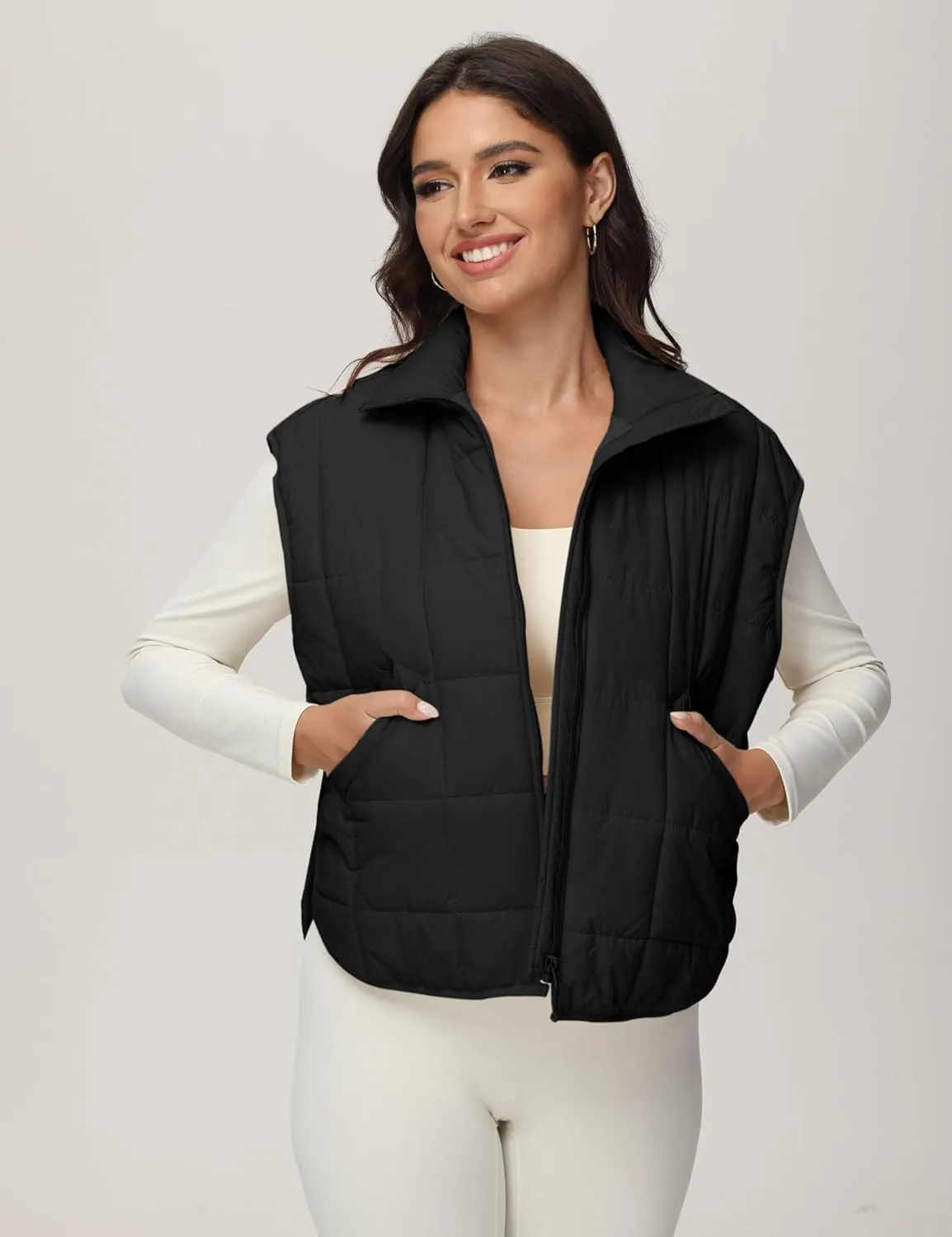 Xiaoxuemeng Puffer Vest Women Lightweight Zip Up Quilted Vest Padded Gilet Sleeveless Jacket with Pockets