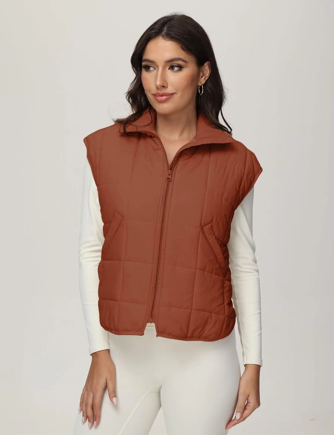 Xiaoxuemeng Puffer Vest Women Lightweight Zip Up Quilted Vest Padded Gilet Sleeveless Jacket with Pockets