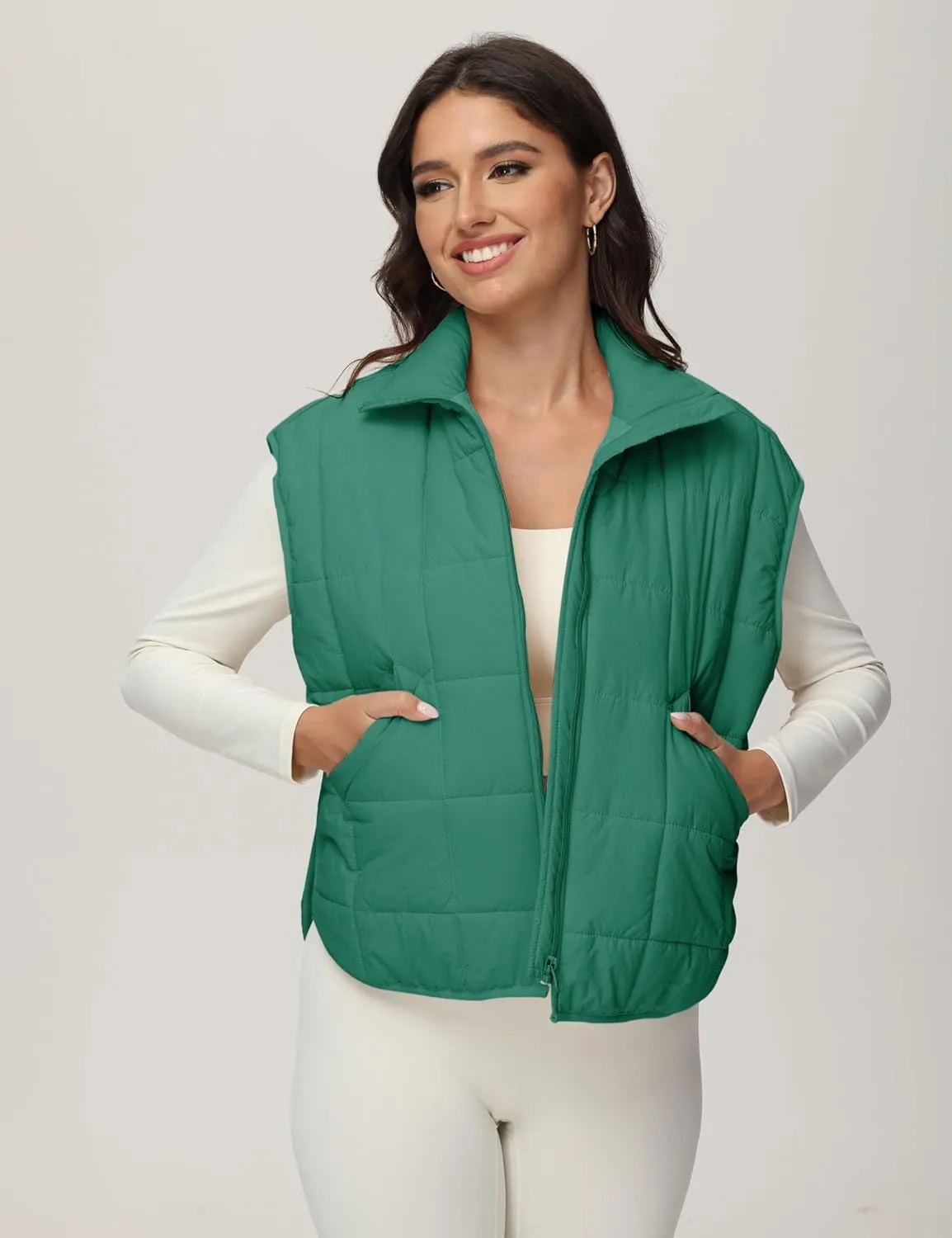 Xiaoxuemeng Puffer Vest Women Lightweight Zip Up Quilted Vest Padded Gilet Sleeveless Jacket with Pockets