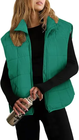Xiaoxuemeng Puffer Vest Women Lightweight Zip Up Quilted Vest Padded Gilet Sleeveless Jacket with Pockets