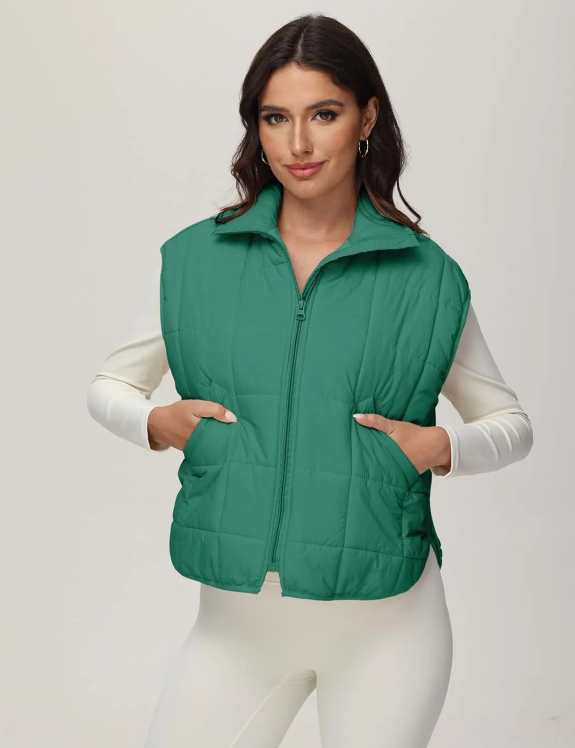 Xiaoxuemeng Puffer Vest Women Lightweight Zip Up Quilted Vest Padded Gilet Sleeveless Jacket with Pockets