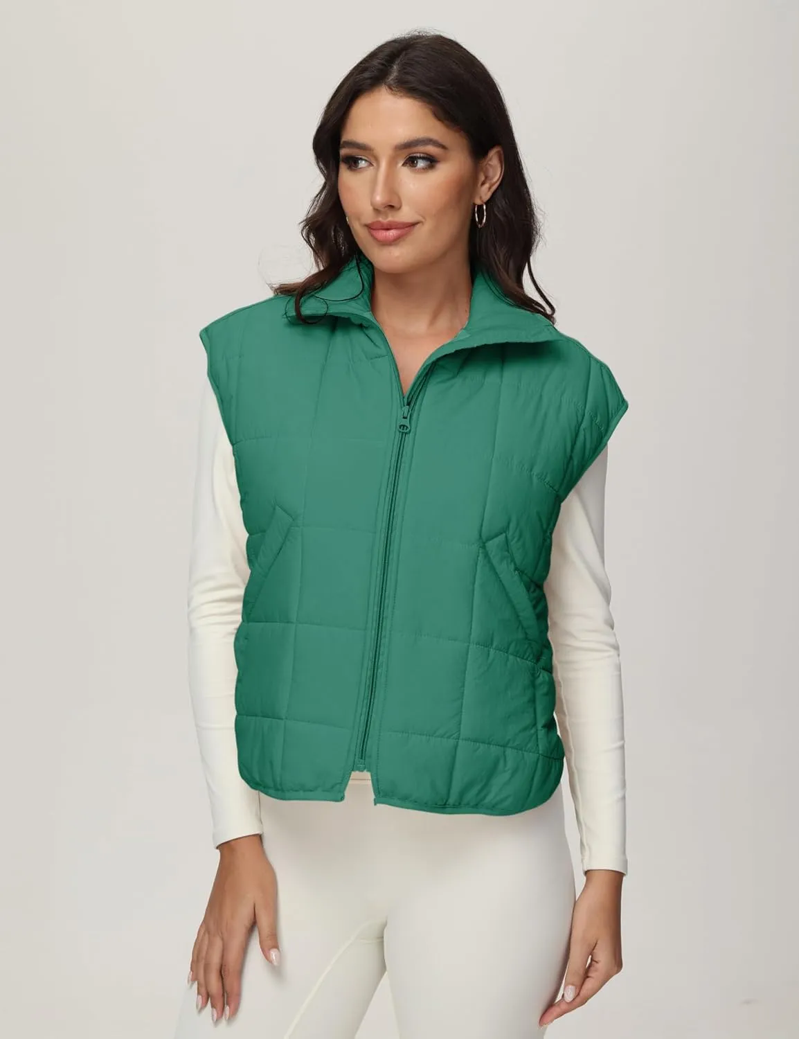 Xiaoxuemeng Puffer Vest Women Lightweight Zip Up Quilted Vest Padded Gilet Sleeveless Jacket with Pockets