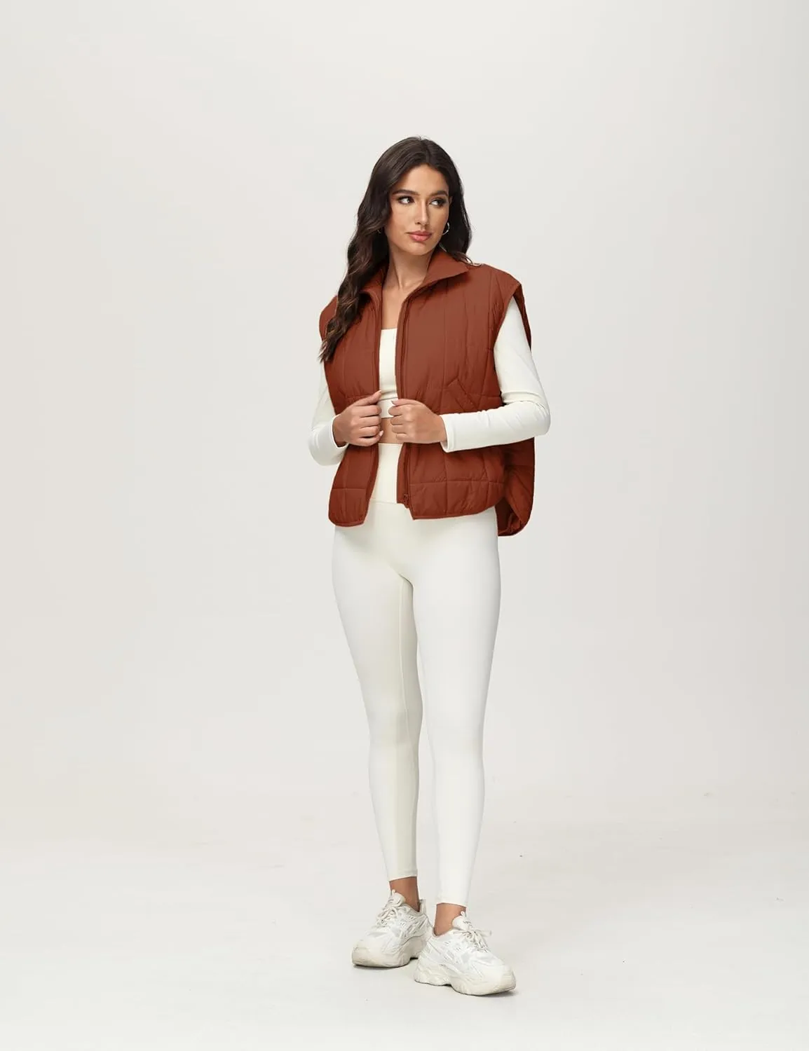 Xiaoxuemeng Puffer Vest Women Lightweight Zip Up Quilted Vest Padded Gilet Sleeveless Jacket with Pockets