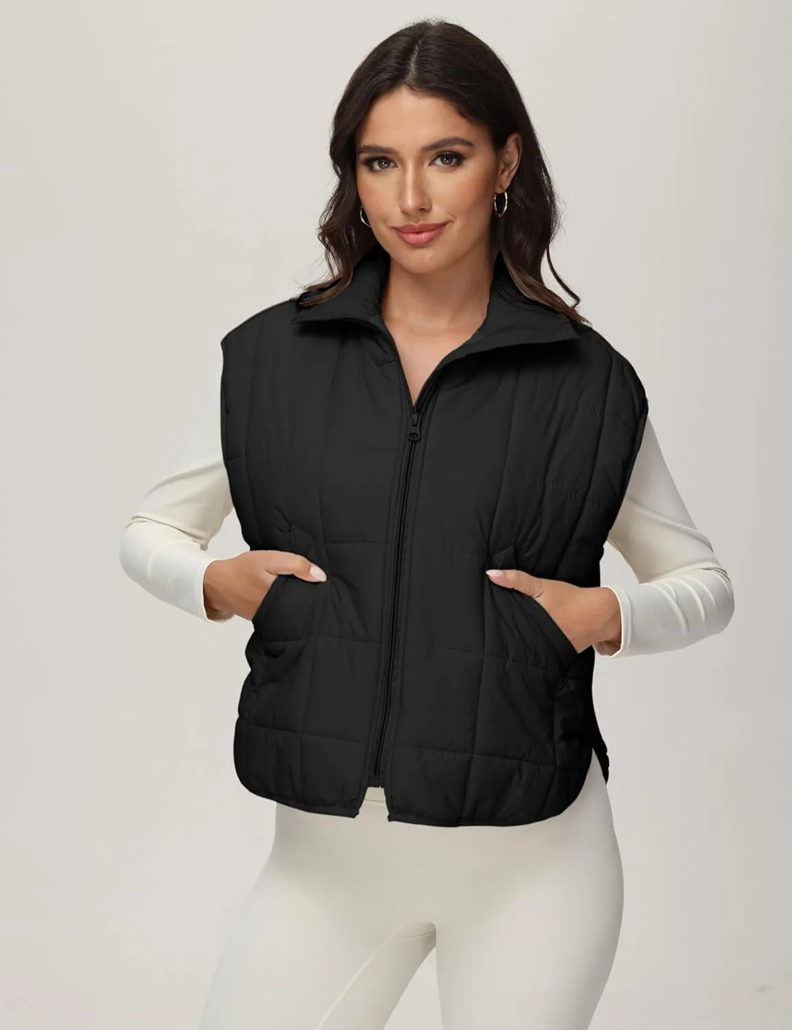 Xiaoxuemeng Puffer Vest Women Lightweight Zip Up Quilted Vest Padded Gilet Sleeveless Jacket with Pockets