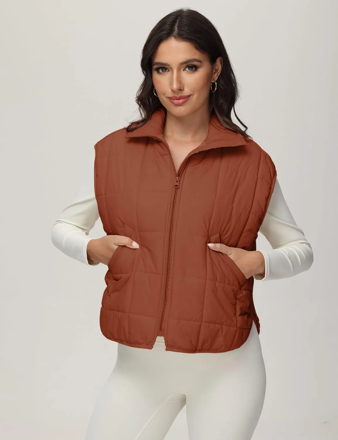 Xiaoxuemeng Puffer Vest Women Lightweight Zip Up Quilted Vest Padded Gilet Sleeveless Jacket with Pockets