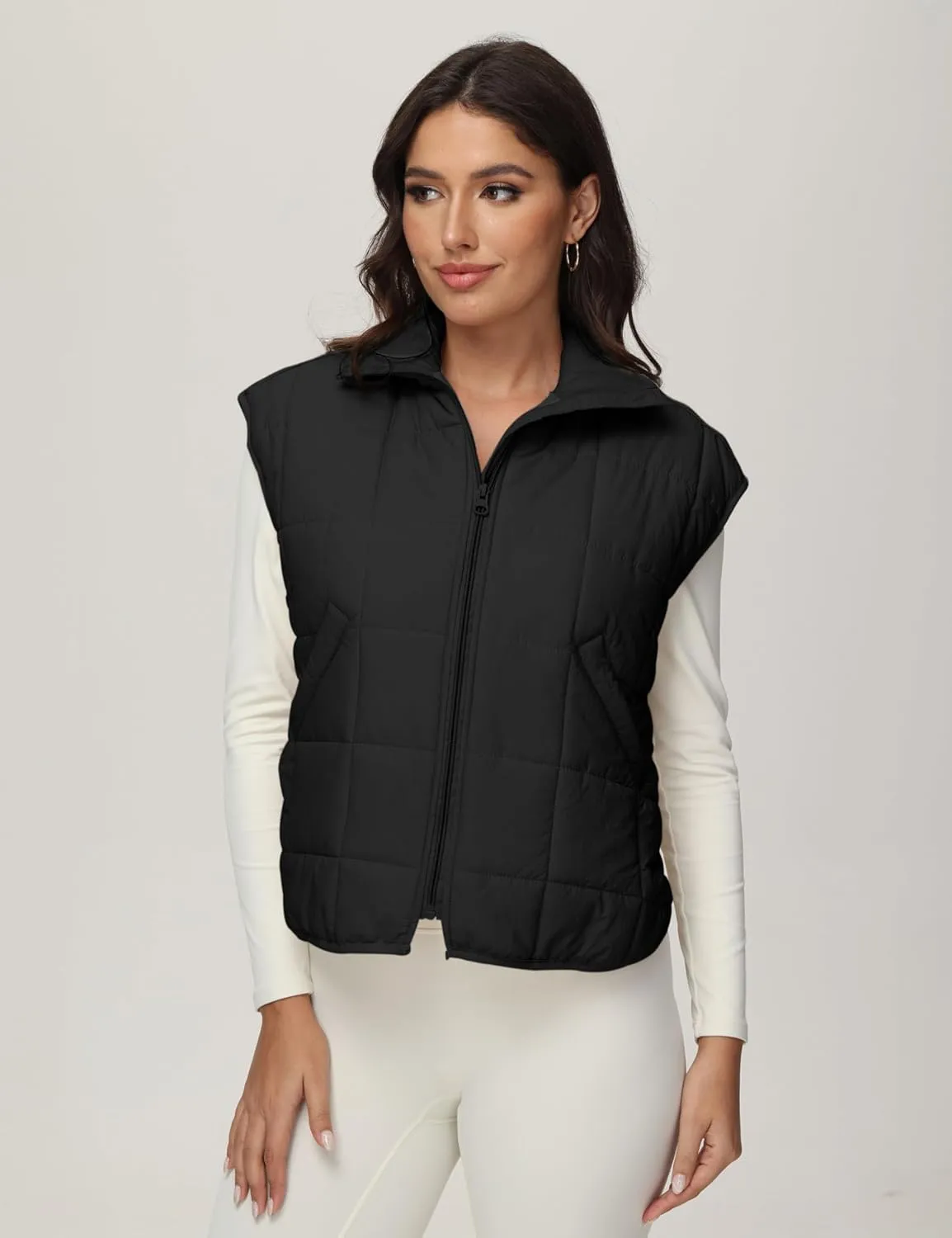 Xiaoxuemeng Puffer Vest Women Lightweight Zip Up Quilted Vest Padded Gilet Sleeveless Jacket with Pockets