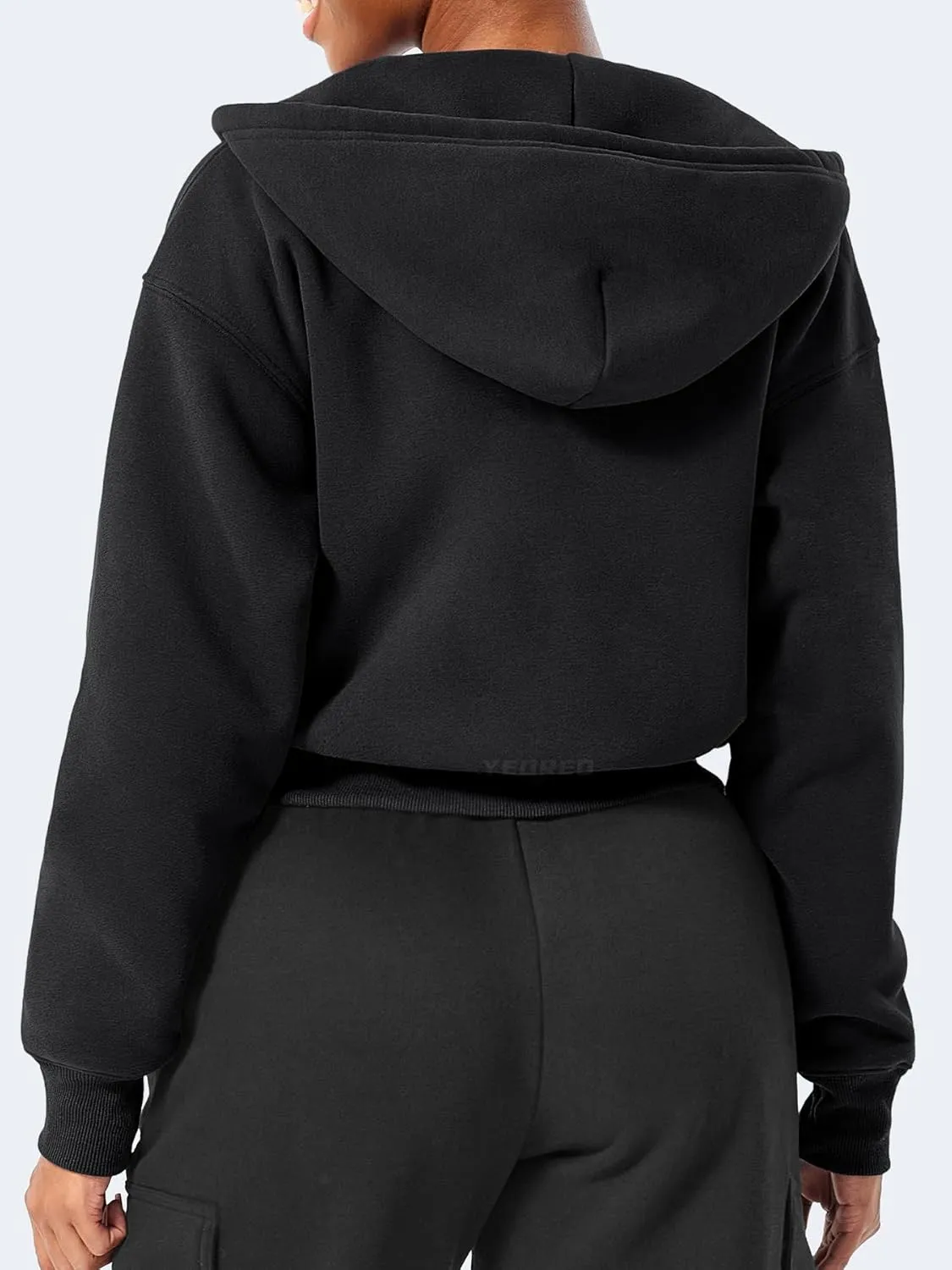 YEOREO Zip Up Hoodies for Women Fleece Pullover Cropped Crew Neck Sweatshirts Katrine Fall Winter Clothes with Pockets
