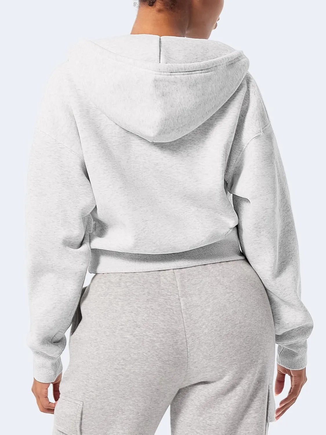 YEOREO Zip Up Hoodies for Women Fleece Pullover Cropped Crew Neck Sweatshirts Katrine Fall Winter Clothes with Pockets