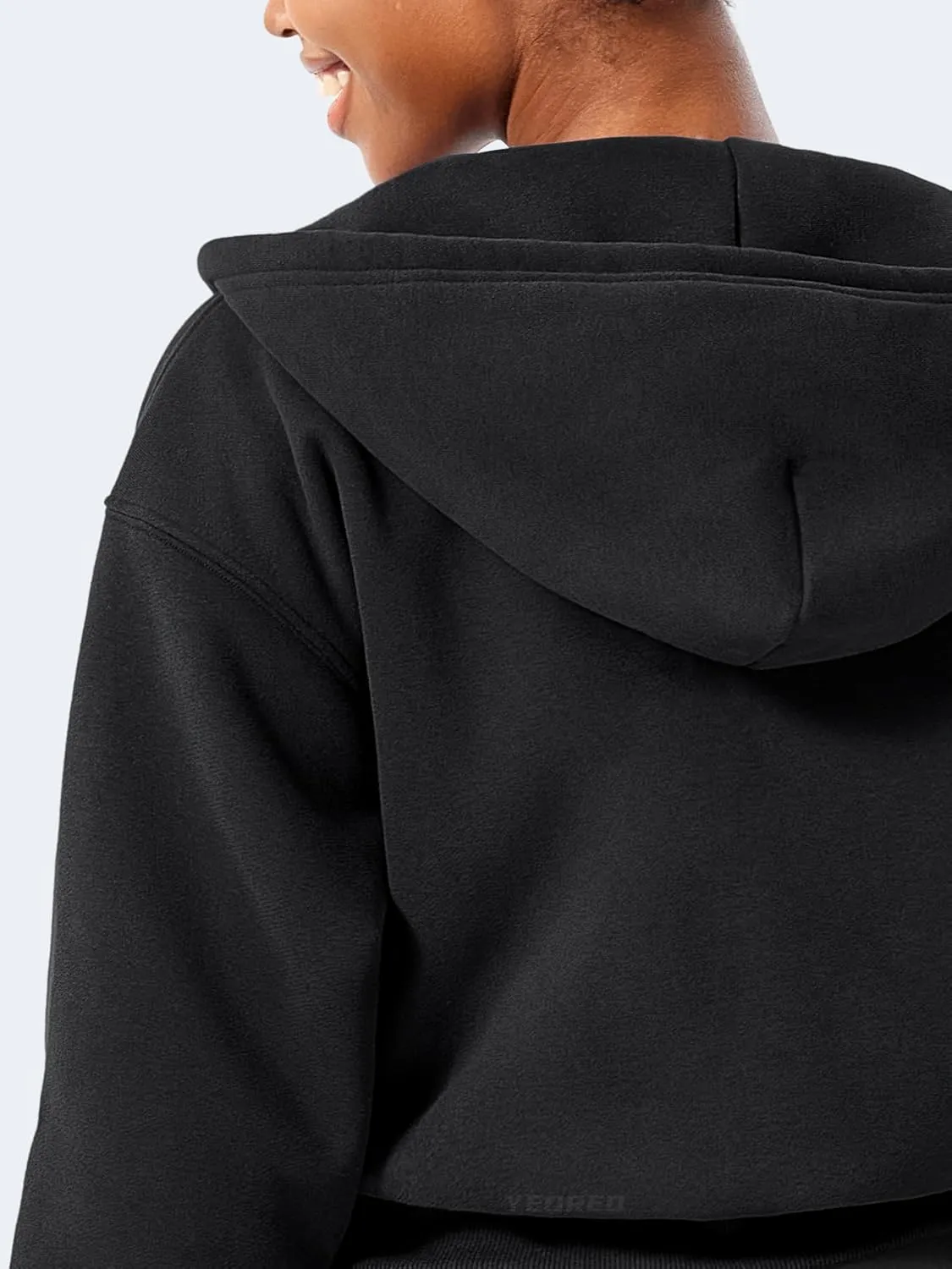YEOREO Zip Up Hoodies for Women Fleece Pullover Cropped Crew Neck Sweatshirts Katrine Fall Winter Clothes with Pockets
