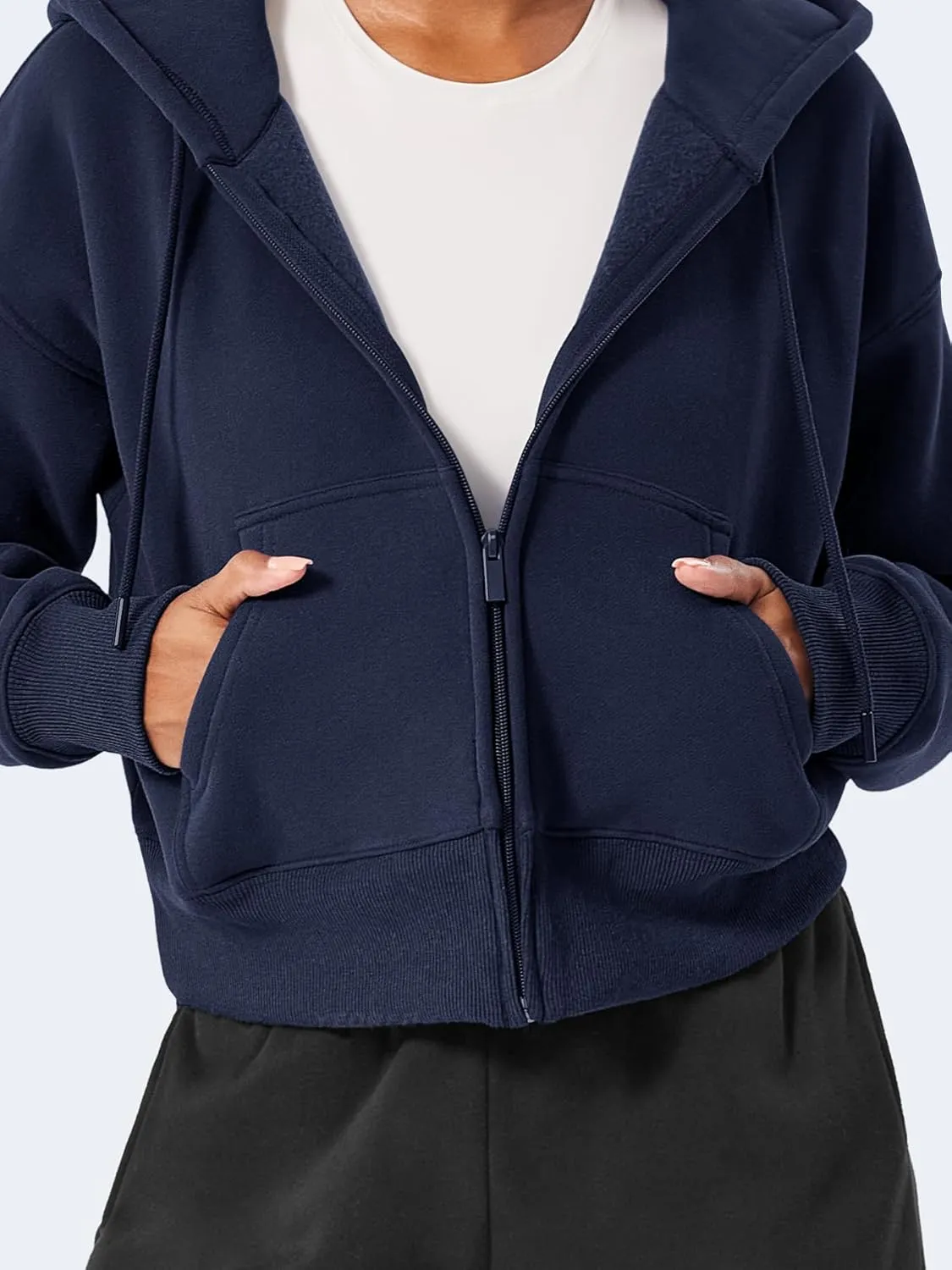 YEOREO Zip Up Hoodies for Women Fleece Pullover Cropped Crew Neck Sweatshirts Katrine Fall Winter Clothes with Pockets