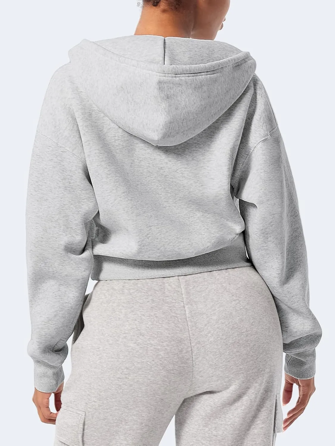 YEOREO Zip Up Hoodies for Women Fleece Pullover Cropped Crew Neck Sweatshirts Katrine Fall Winter Clothes with Pockets