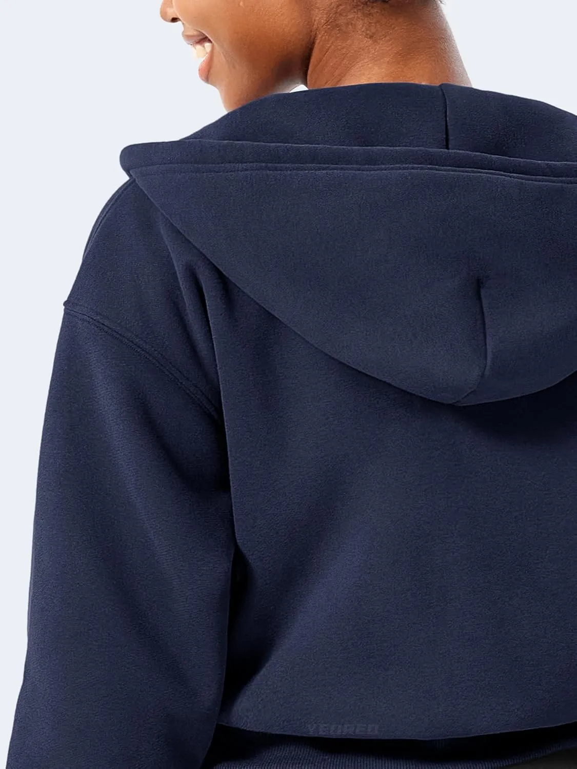 YEOREO Zip Up Hoodies for Women Fleece Pullover Cropped Crew Neck Sweatshirts Katrine Fall Winter Clothes with Pockets