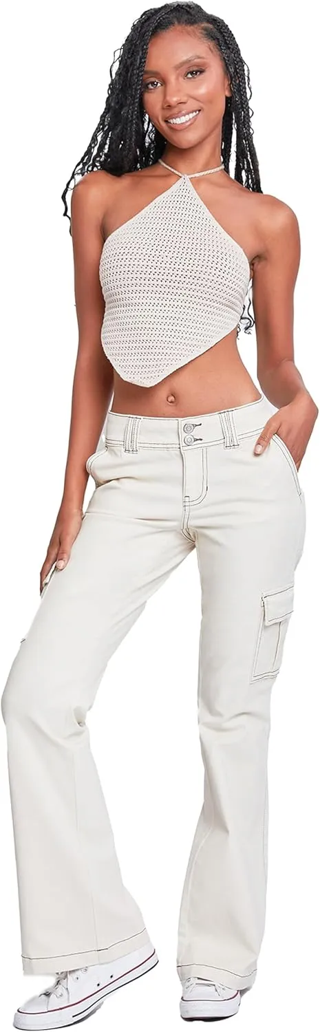 YMI Jeans Women's 2 Button Low Rise Cargo Flare Pants