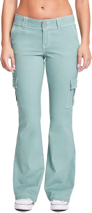 YMI Jeans Women's 2 Button Low Rise Cargo Flare Pants