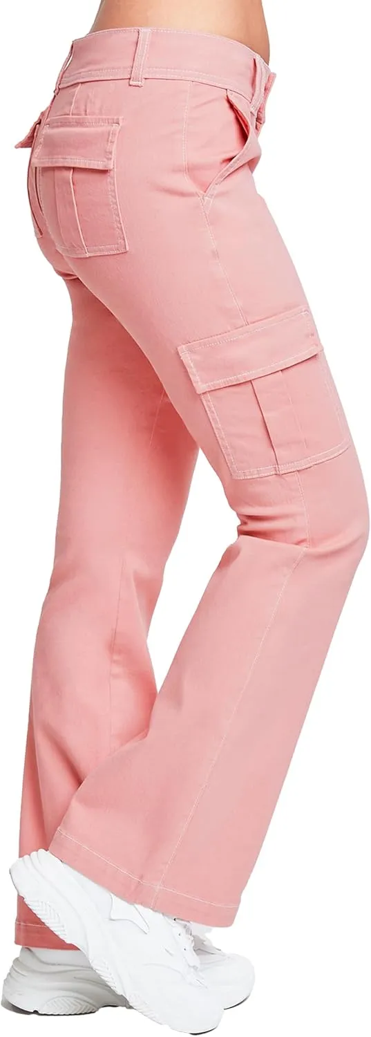 YMI Jeans Women's 2 Button Low Rise Cargo Flare Pants