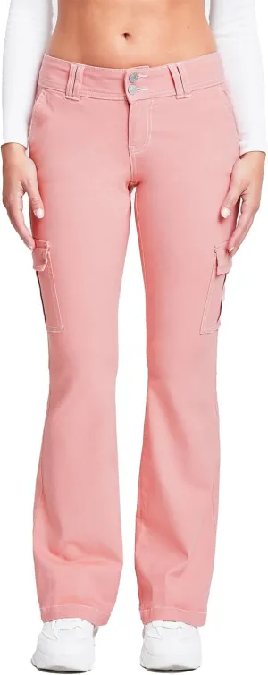 YMI Jeans Women's 2 Button Low Rise Cargo Flare Pants