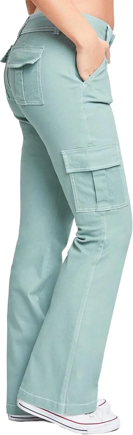 YMI Jeans Women's 2 Button Low Rise Cargo Flare Pants