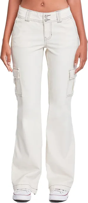 YMI Jeans Women's 2 Button Low Rise Cargo Flare Pants