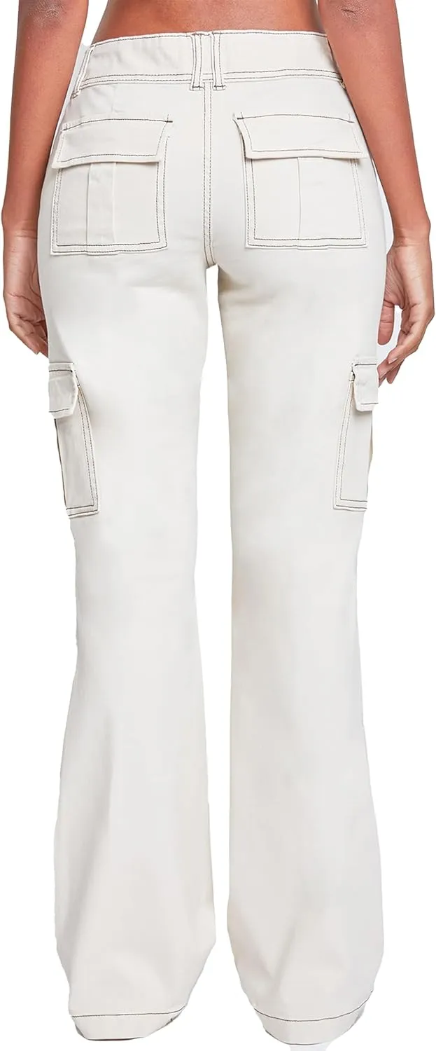 YMI Jeans Women's 2 Button Low Rise Cargo Flare Pants