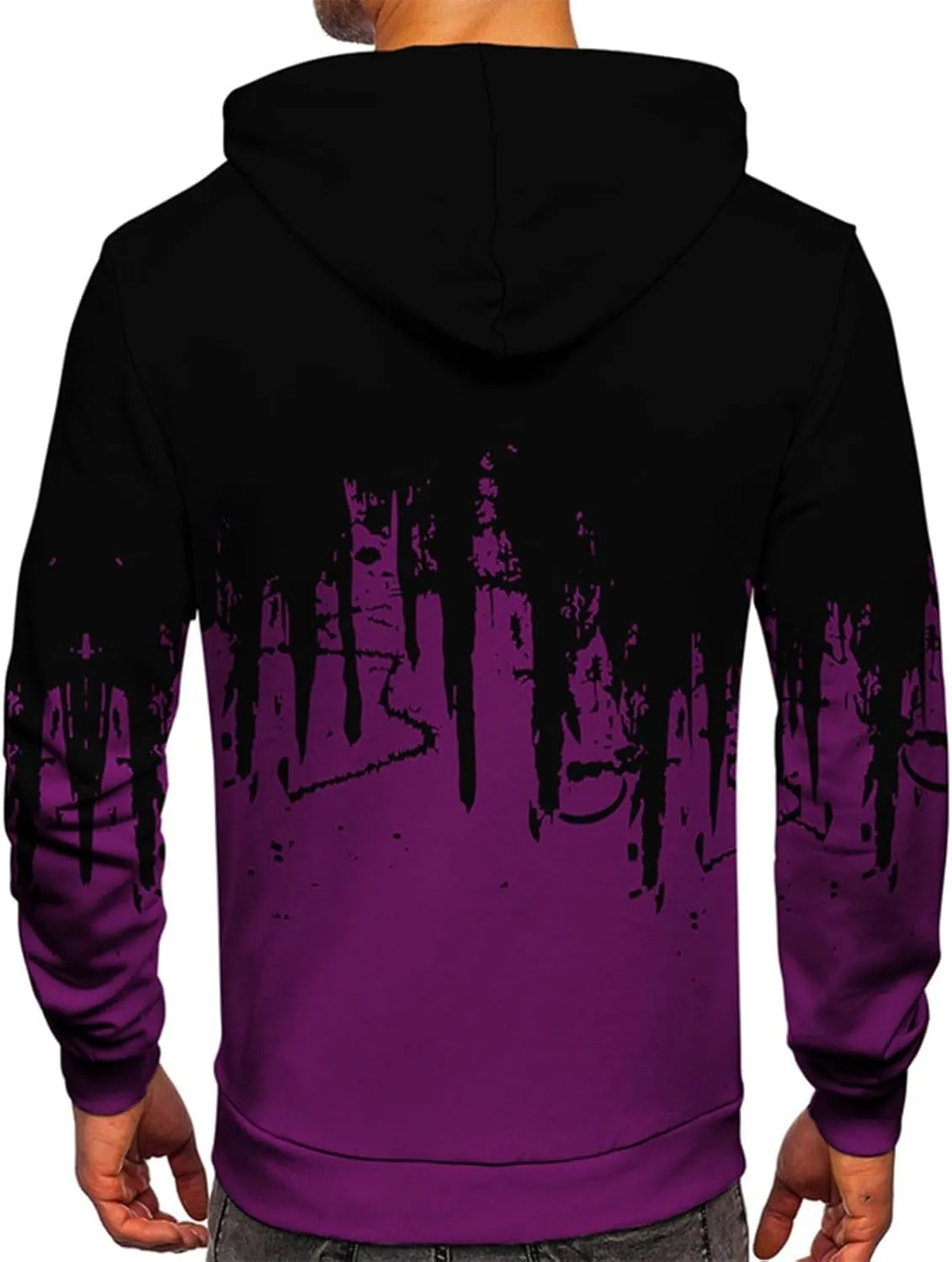 Ymosrh Mens Fleece Hoodies Men Gradient Color Pullover Long Sleeve Hooded Sweatshirt Tops Blouse Hoodies Pullover