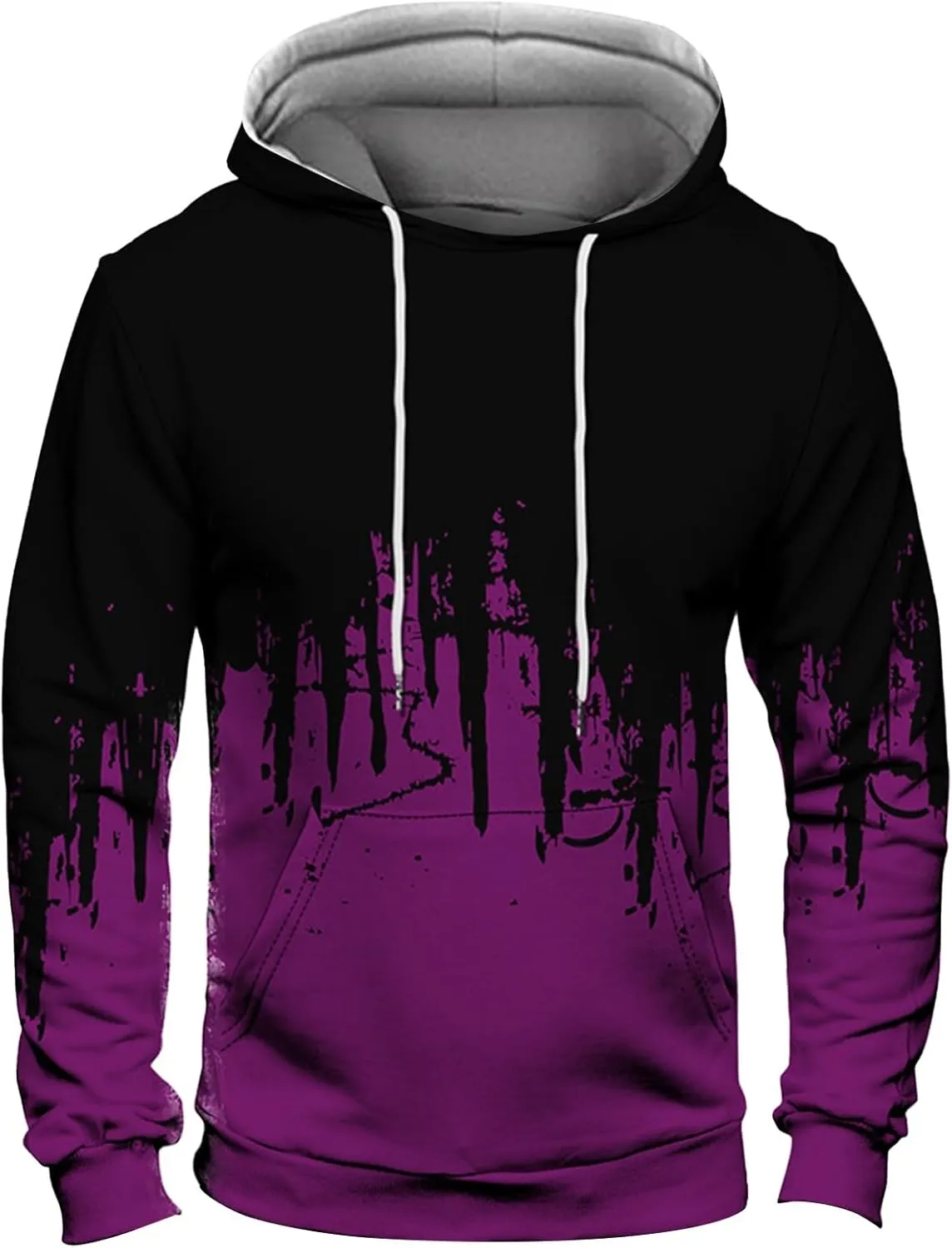 Ymosrh Mens Fleece Hoodies Men Gradient Color Pullover Long Sleeve Hooded Sweatshirt Tops Blouse Hoodies Pullover