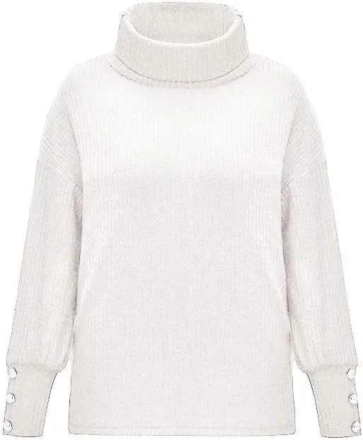 Ymosrh Women's Striped Sweater Fall Winter Sweaters Turtleneck Long Sleeve Chunky Knit Oversized Sweater Jumper Tops