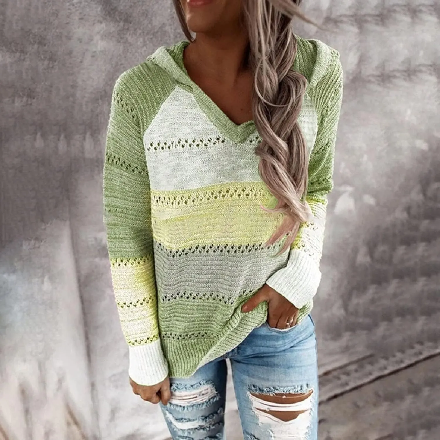 Ymosrh Women's Sweaters Fall 2023 Crewneck Long Sleeve Oversized Fuzzy Knit Chunky Warm Pullover Sweater Top, S-5XL