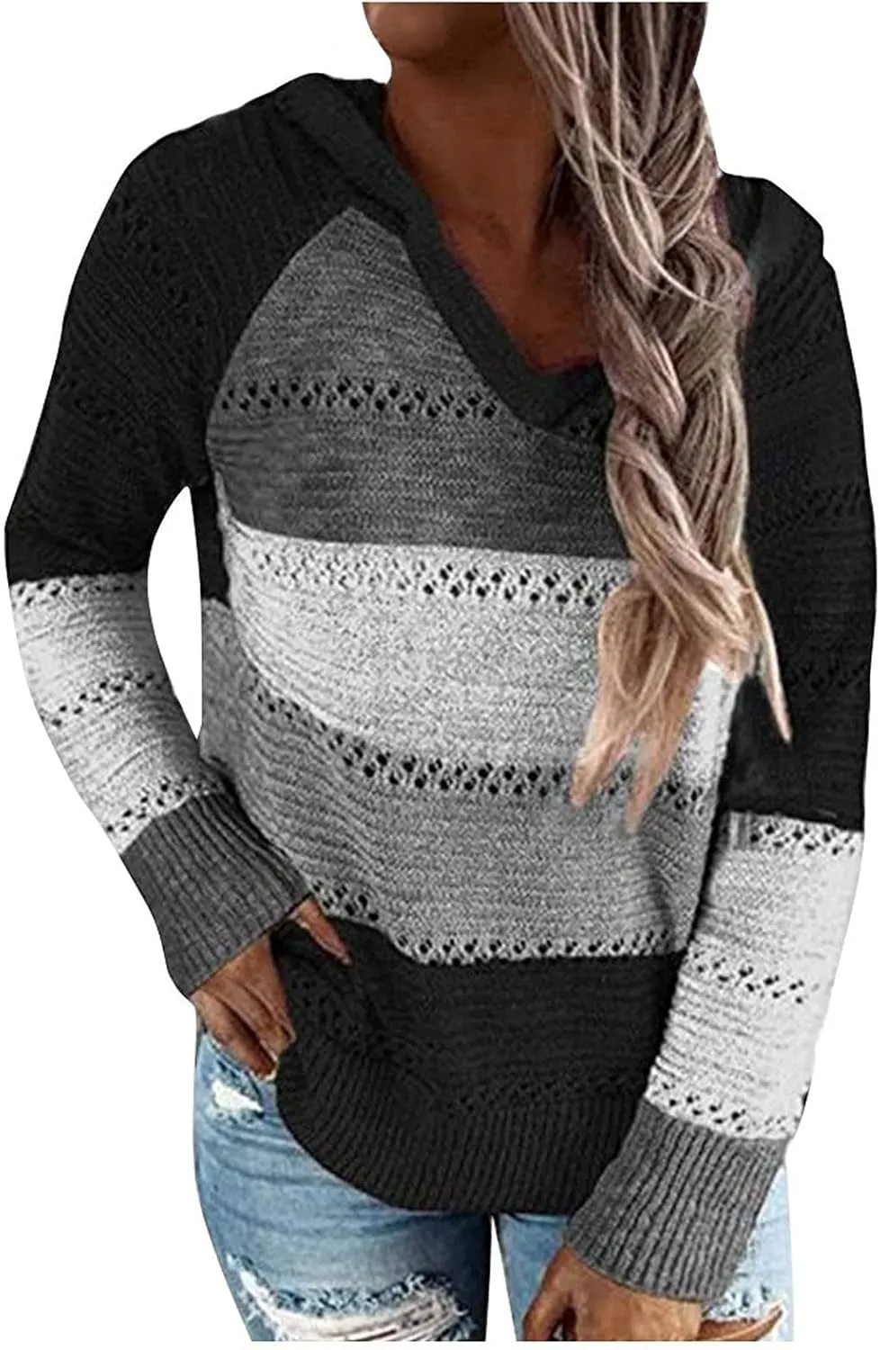 Ymosrh Women's Sweaters Fall 2023 Crewneck Long Sleeve Oversized Fuzzy Knit Chunky Warm Pullover Sweater Top, S-5XL