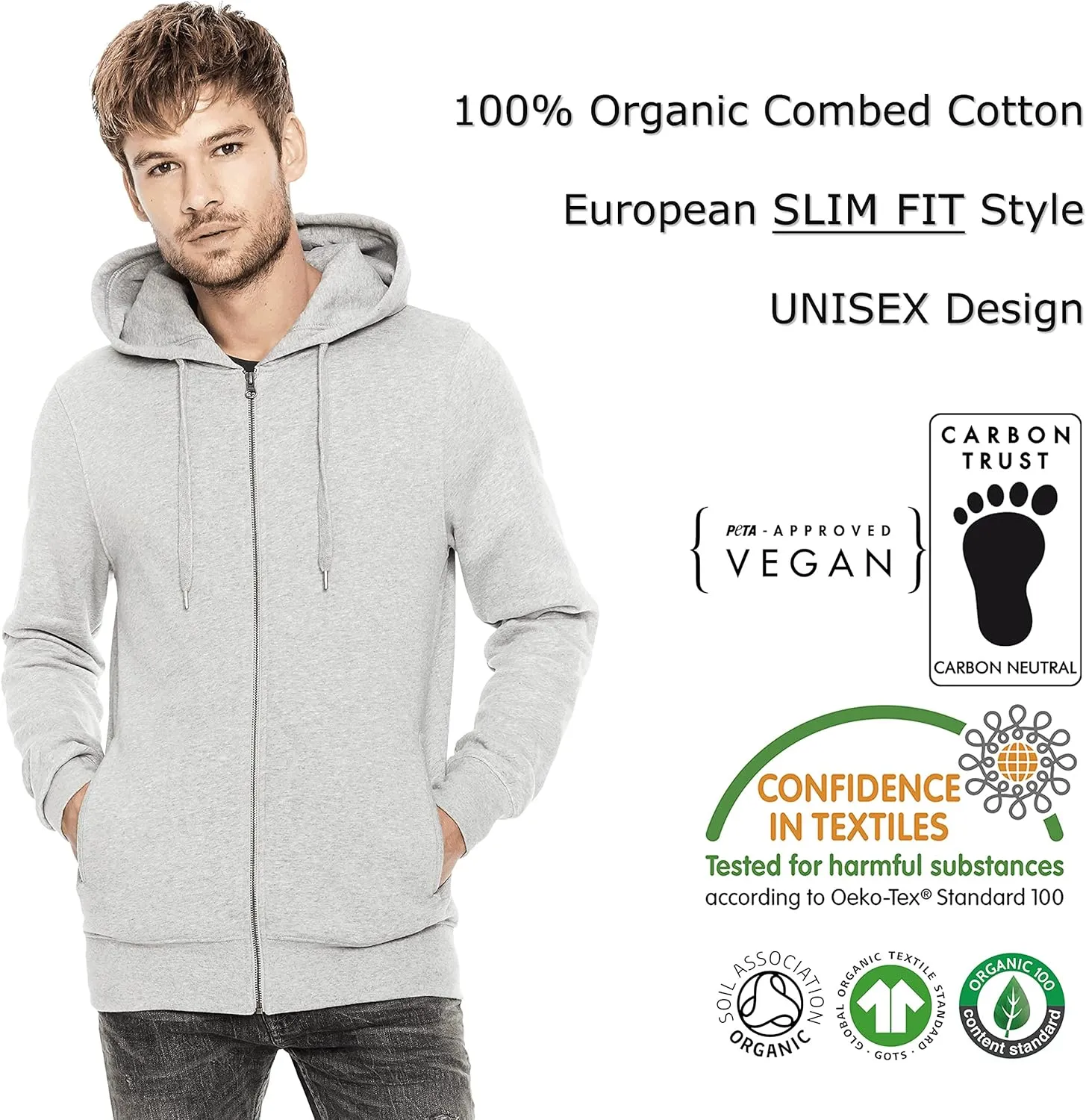 Yoga Joggers Sweatpants & Hoodie 2 Piece Set for Men with 100% Organic Cotton