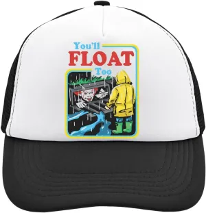 You'll Float Too Mesh Back Trucker Cap Adjustable Snapback Hat Brushed Cotton with Buckle Black, Black, osz