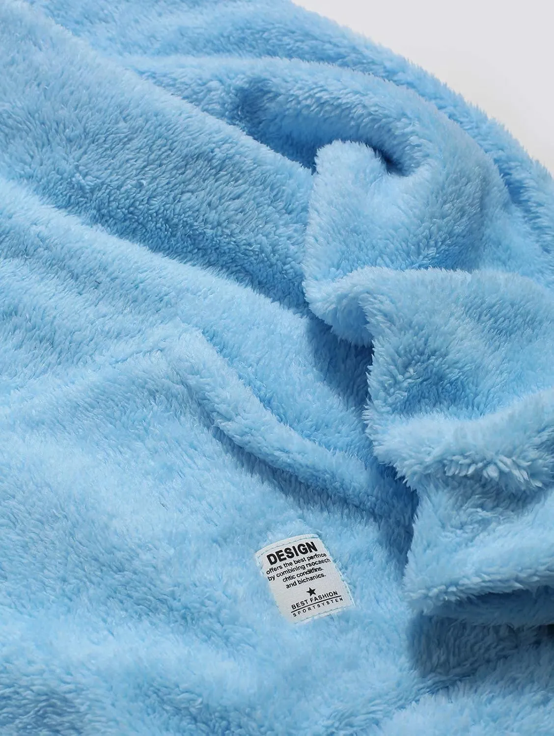 ZAFUL Color Blocking Fuzzy Hoodie Unisex Men Sherpa Pullover Loose Fluffy Sweatshirt