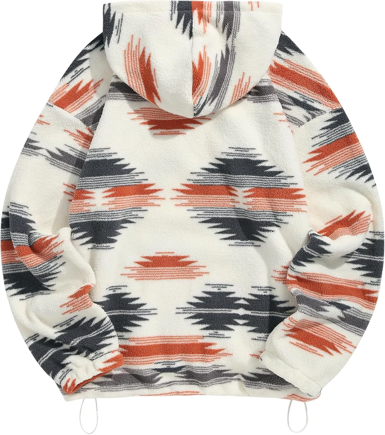 ZAFUL Men's Hoodies Ethnic Style Contrast Binding Kangaroo Pocket Loose Pullover Fuzzy Hoodie