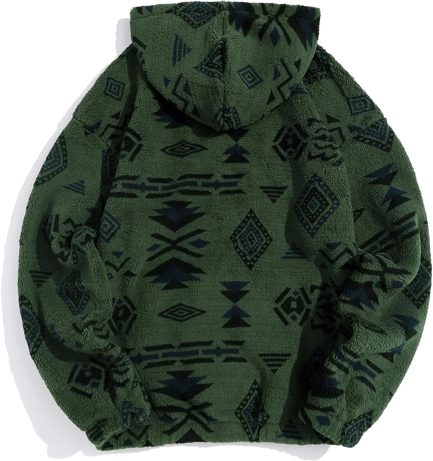 ZAFUL Men's Hoodies Ethnic Style Contrast Binding Kangaroo Pocket Loose Pullover Fuzzy Hoodie