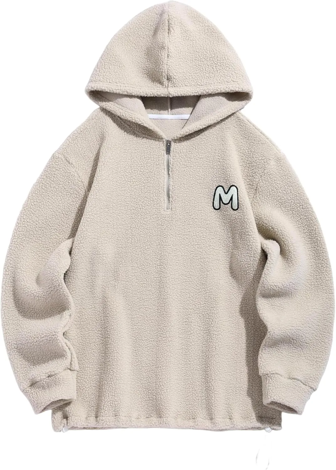 ZAFUL Men's Hoodies Ethnic Style Contrast Binding Kangaroo Pocket Loose Pullover Fuzzy Hoodie