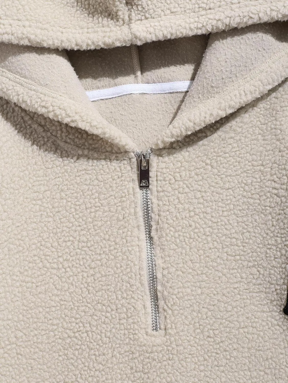 ZAFUL Men's Hoodies Ethnic Style Contrast Binding Kangaroo Pocket Loose Pullover Fuzzy Hoodie