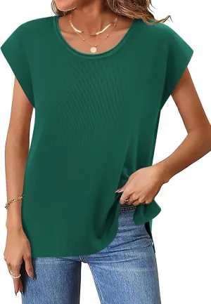 Zeagoo Sweater Vest Women Crew Neck Loose Fit Knit Lightweight T Shirts Pullover Casual Summer Outfits